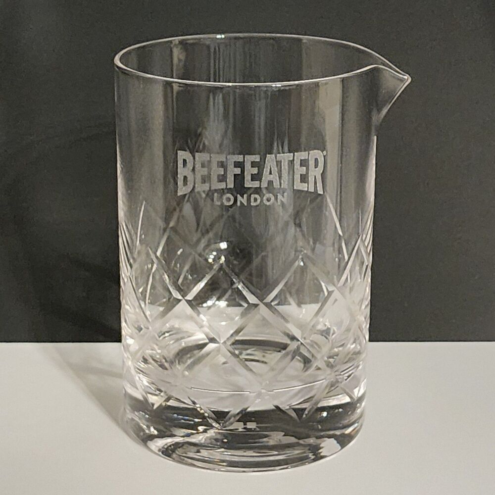 Beefeater London Cocktail Mixing Jar Clear Crystal Glass Diamond Cut Etched